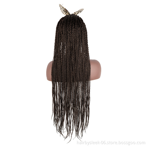 Middle Brown 34 inches Two plait wholesale Braided Wigs Long Twist Braids style synthetic hair headband wig for black women